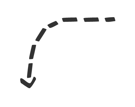 A dashed arrow pointing downward and to the right in black.